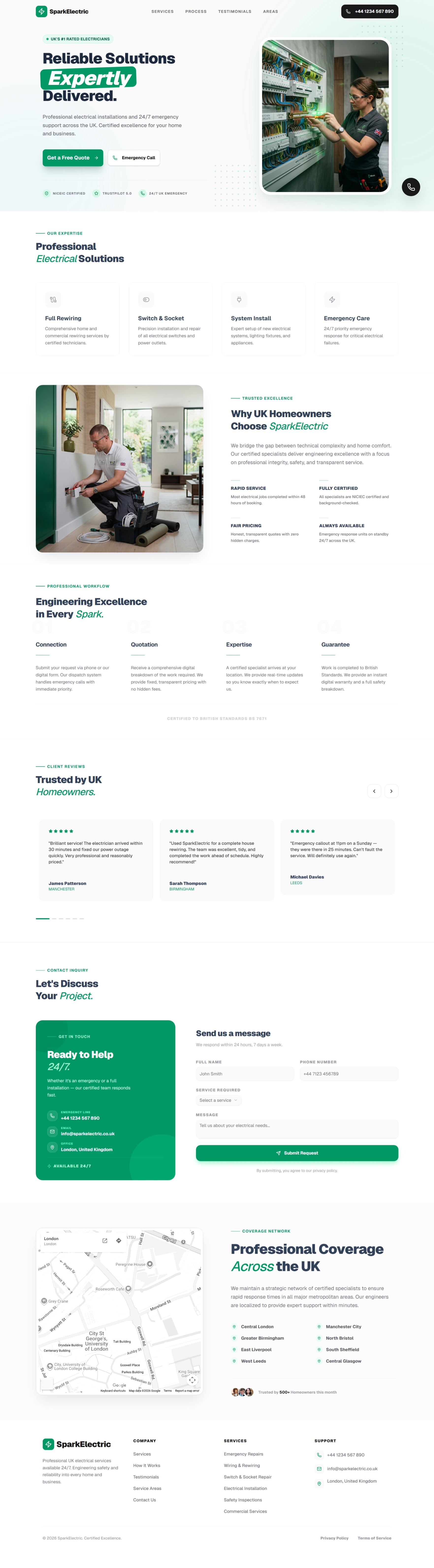 Electrician Template (Green) - Professional Service Business website template designed by GetDigitell UK