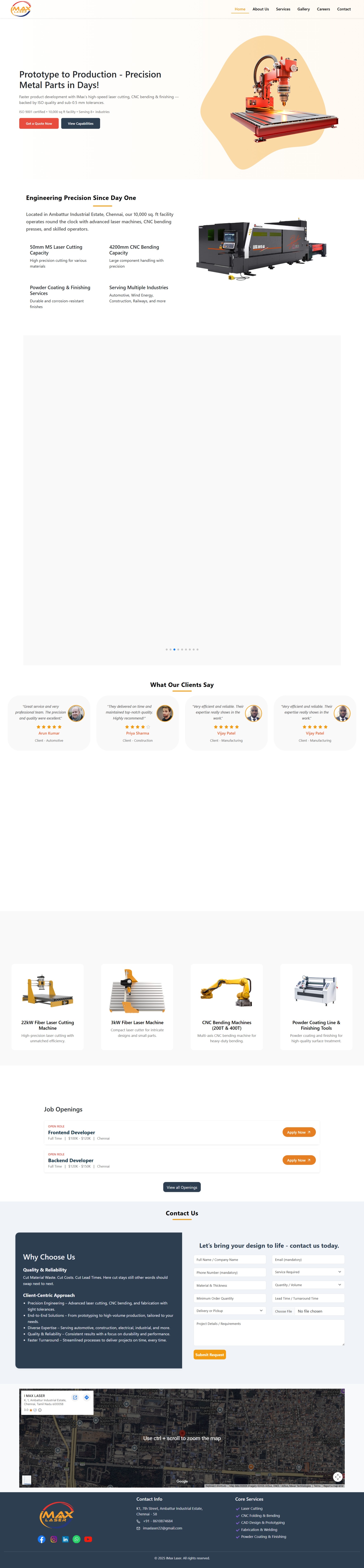 Imax Laser Tech - Professional Laser Cutting & CNC website template designed by GetDigitell UK